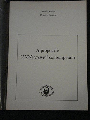 A propos de 'L'Eclectismè contemporain - copertina