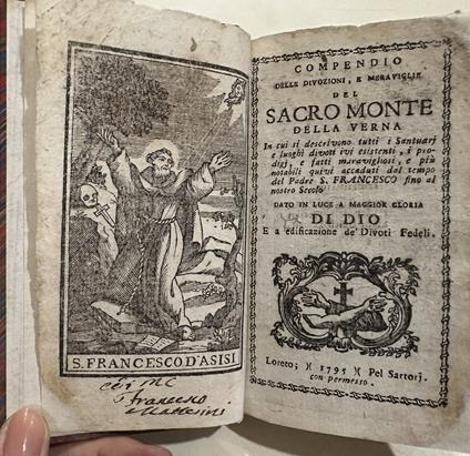 Compendio SACRO MONTE LA VERNA ..ove Si Descrivono Luoghi Devoti E Santuari 1795 - copertina
