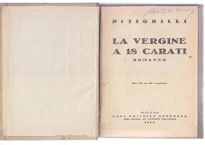 La Vergine A 18 Carati - Pitigrilli - copertina