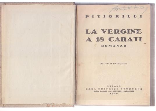 La Vergine A 18 Carati - Pitigrilli - copertina