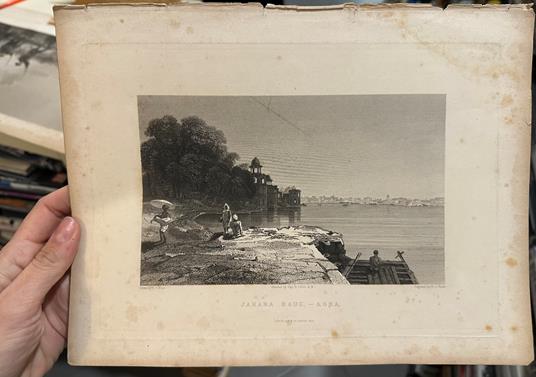 Stampa antica 1834 JAHARA BAUG, Agra_x000D_elliot (engraving)) london_x000D_Thomas Shotter Boys INDIA - copertina