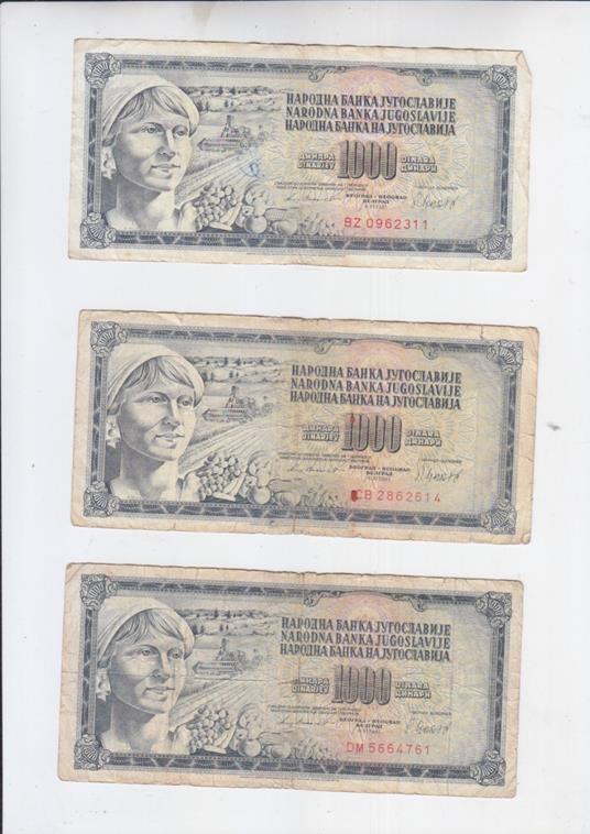 lotto 4 x 1000 dinari DINARA YUGOSLAVIA 1978 dinarjev beograd jugoslavije - copertina