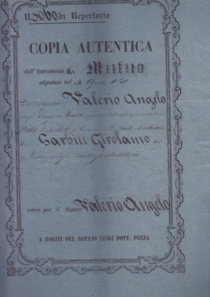 antico documento notarile con bolli ottocenteschi LOMBARDO VENETO schio+vicenza 1860 - copertina