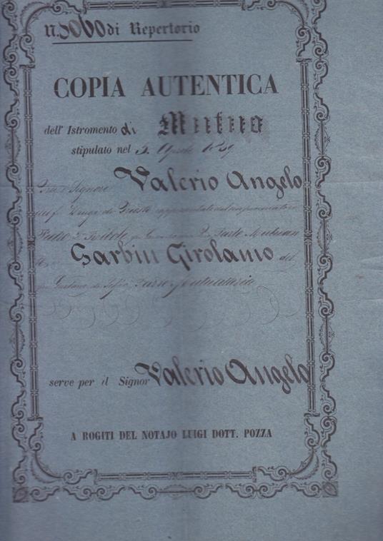 antico documento notarile con bolli ottocenteschi LOMBARDO VENETO schio+vicenza 1860 - copertina