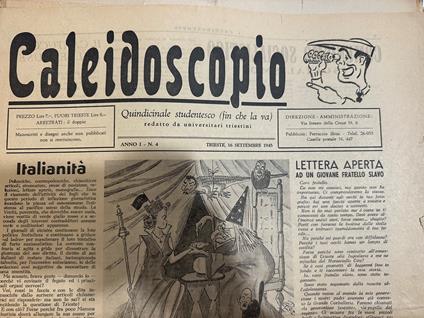 rivista trieste CALEIDOSCOPIO 16 Settembre 1945 - copertina