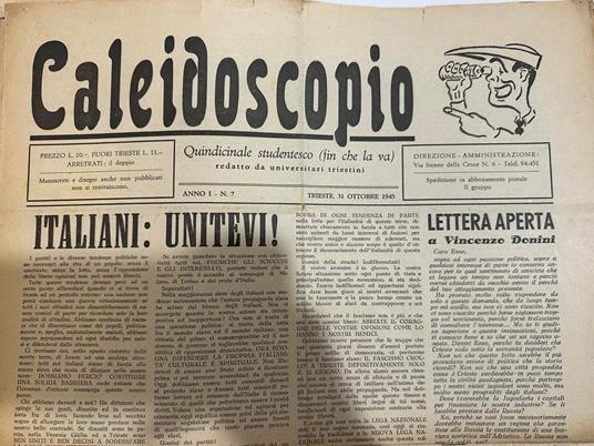 rivista trieste CALEIDOSCOPIO 31 Ottombre 1945 - copertina