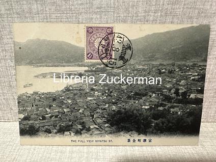 cartolina postcard THE FULL VIEW OF MIYATSU street port arthur seal JAPAN - copertina