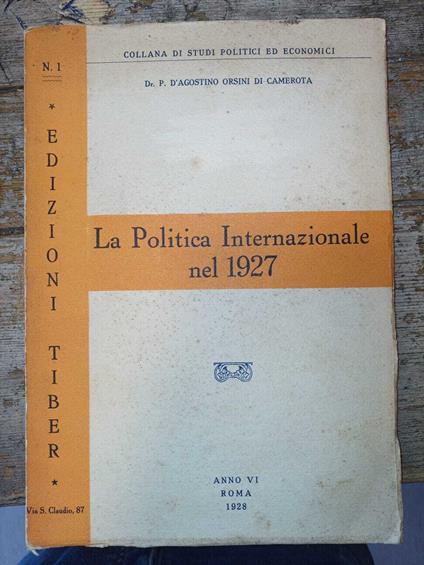 La politica internazionale nel 1927 - copertina
