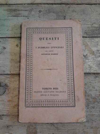 Quesiti sopra i pubblici ufficiali - Giuseppe Manno - copertina