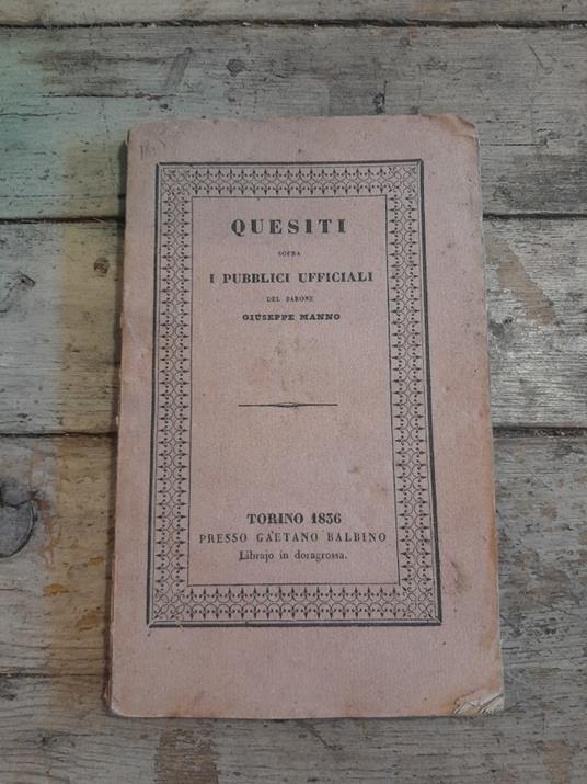 Quesiti sopra i pubblici ufficiali - Giuseppe Manno - copertina