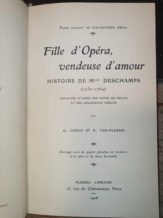 Fille d'Opéra, vendeuse d'amour. Histoire del M.lle Deschamps (1730-1764) - copertina