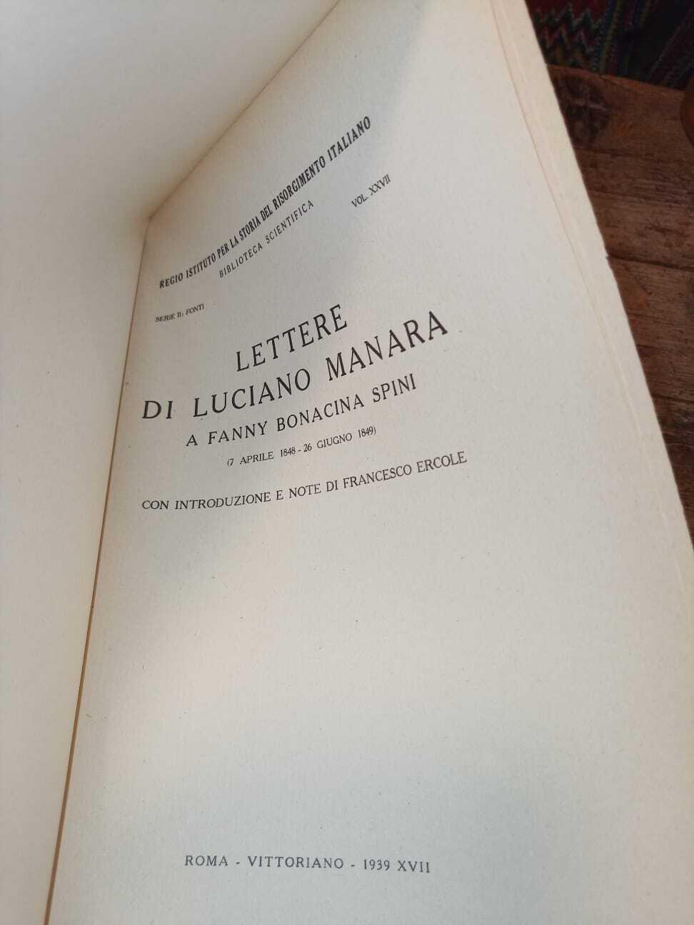 Lettere di Luciano Manara a Fanny Bonacina Spina