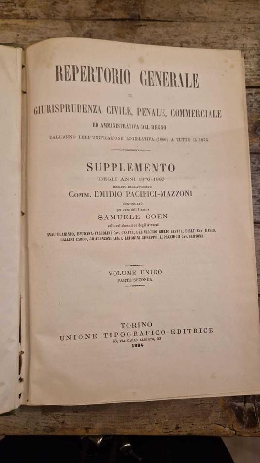 Repertorio generale di giurisprudenza civile, penale, commerciale (Vol.II) - Emidio Pacifici Mazzoni - copertina