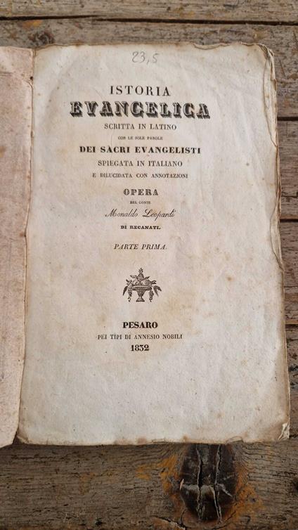 Istoria evangelica - Monaldo Leopardi - copertina