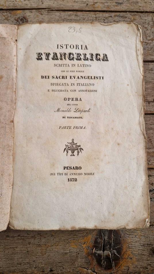 Istoria evangelica - Monaldo Leopardi - copertina