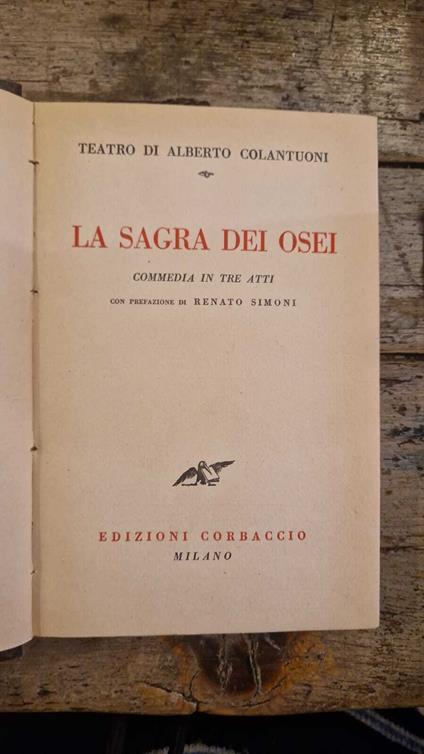 La sagra degli osei - Alberto Colantuoni - copertina