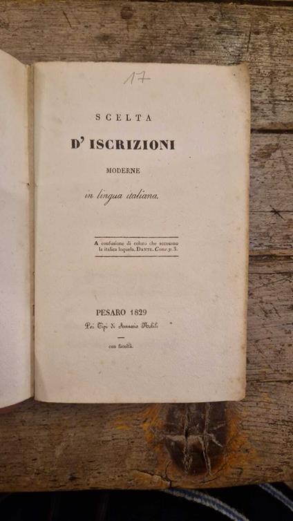 Scelta d'iscrizioni moderne in lingua italiana - Terenzio Mamiani Della Rovere - copertina