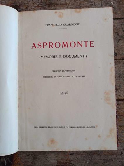 Aspromonte (memorie e documenti) - Francesco Guardione - copertina