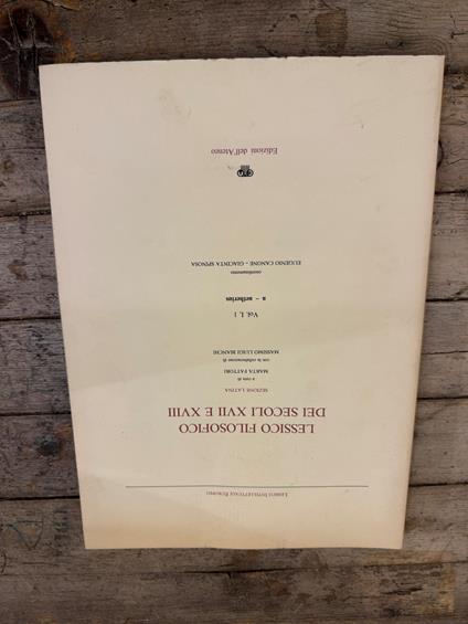 Lessico Filosofico dei secoli XVII e XVIII Vol. I, 1 - copertina