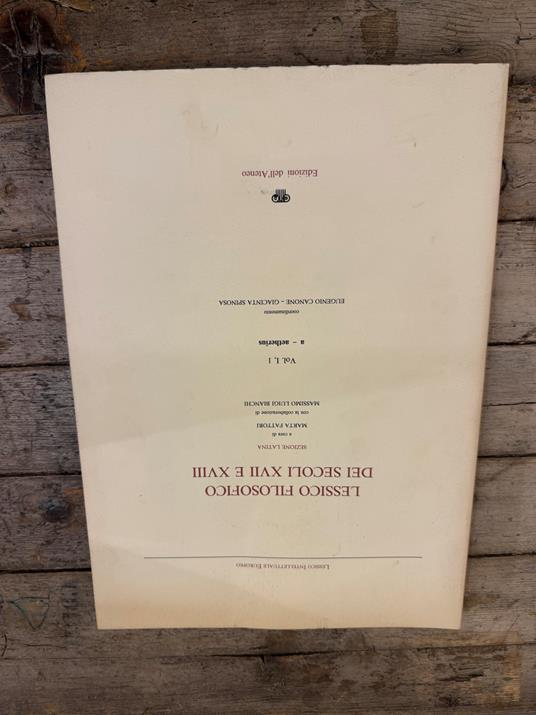 Lessico Filosofico dei secoli XVII e XVIII Vol. I, 1 - copertina