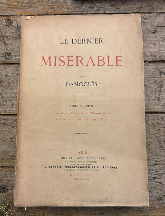 Le dernier Misérable, tome premier - copertina