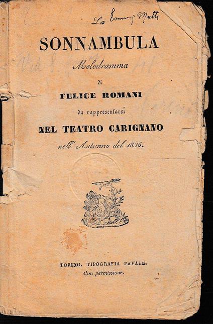 La sonnambula - Vincenzo Bellini - copertina