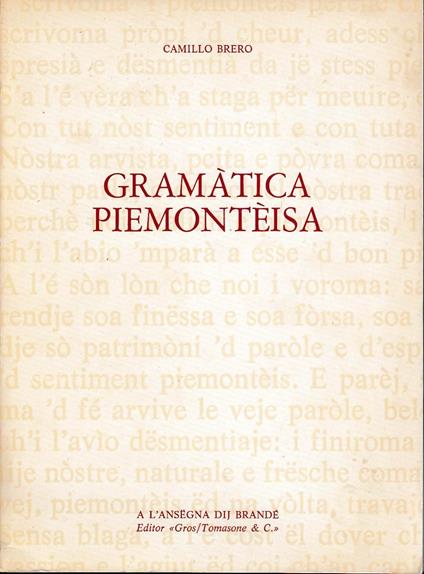 Gramàtica Piemontèisa - Camillo Brero - copertina