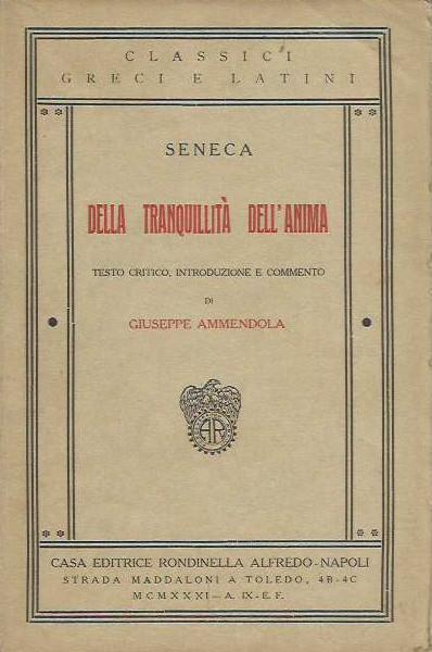Della tranquillità dell'anima - copertina