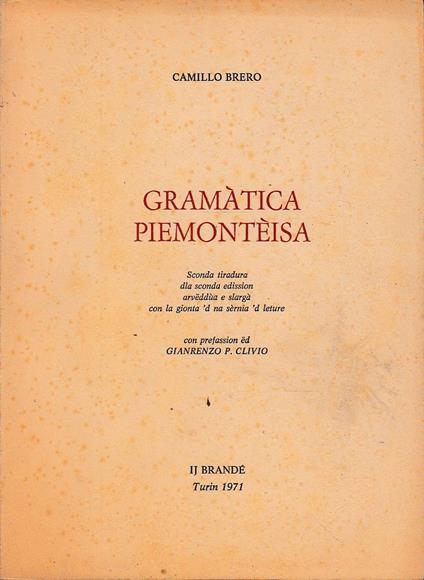 Gramàtica Piemontèisa - Camillo Brero - copertina