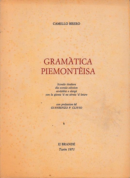 Gramàtica Piemontèisa - Camillo Brero - copertina