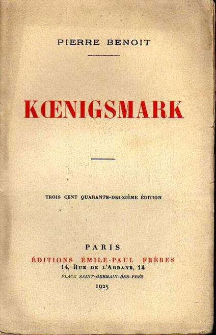 Koenigsmark - Pierre Benoît - copertina