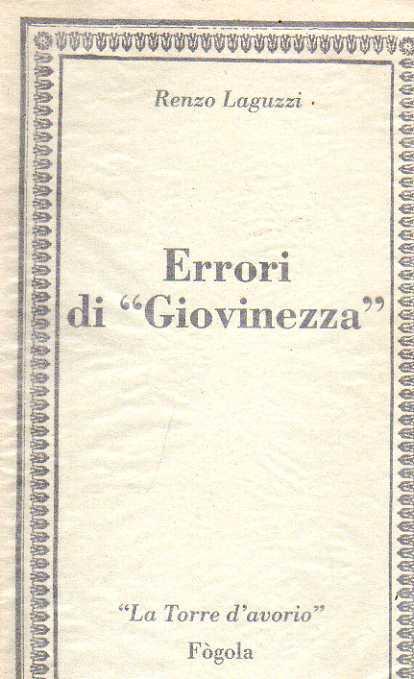 Errori di Giovinezza. Memorie degli anni '30 e '40 a Torino - copertina