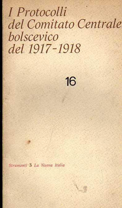 I protocolli del Comitato Centrale bolscevico del 1917-1918 - copertina
