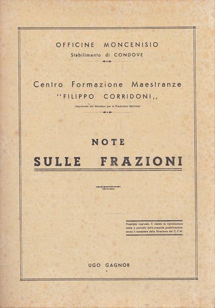 Note sulle frazioni - copertina