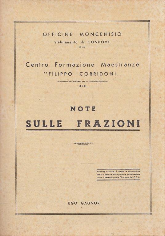 Note sulle frazioni - copertina