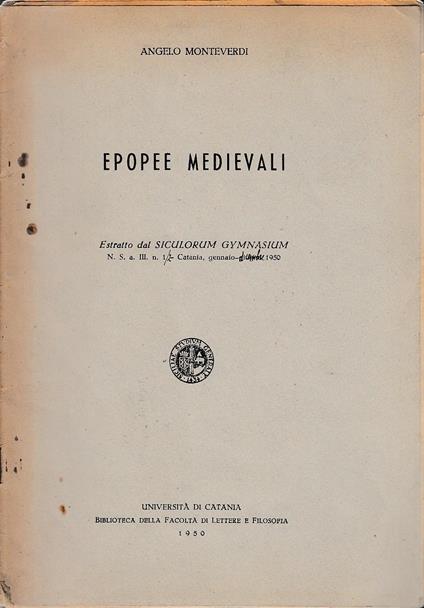 Epopee medievali - Angelo Monteverdi - copertina