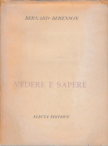 Vedere e sapere - Bernard Berenson - copertina