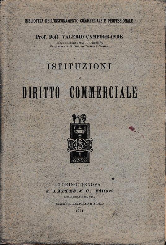 Istituzioni Di Diritto Commerciale - copertina
