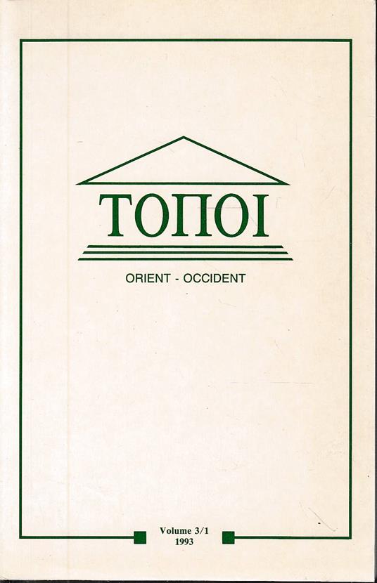 Topoi, orient occident vol 3/1 1993 - Aa.vv. - copertina
