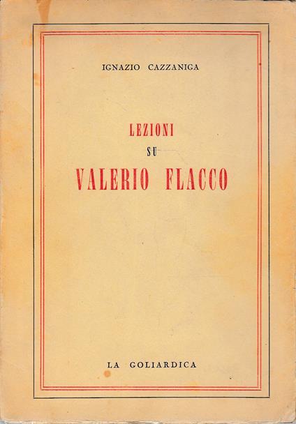 Lezioni su Valerio Flacco - Ignazio Cazzaniga - copertina