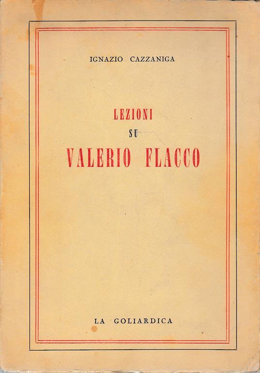 Lezioni su Valerio Flacco - Ignazio Cazzaniga - copertina