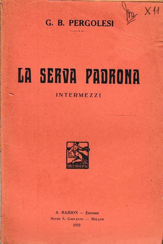 La serva padrona intermezzi - copertina