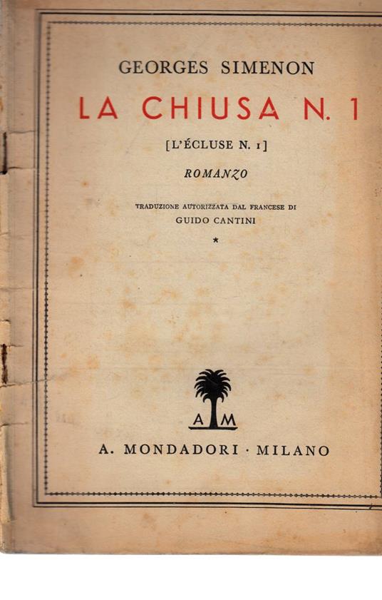 La chiusa N. 1 - Georges Simenon - copertina