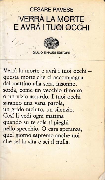 Verrà la morte e avrà i tuoi occhi - copertina