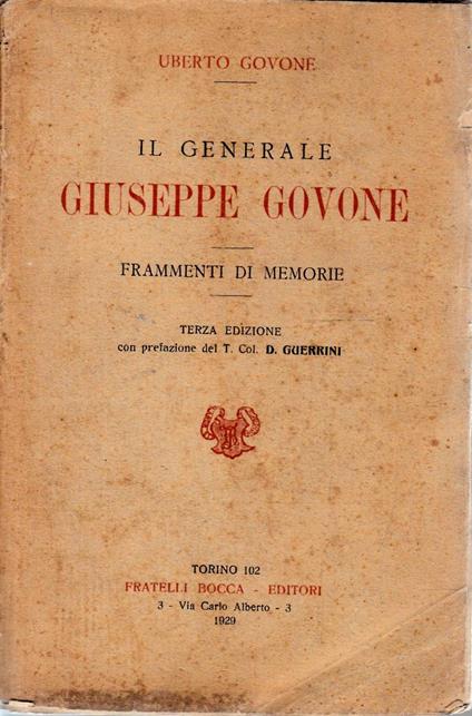 Il generale Giuseppe Govone. Frammenti di memorie - copertina