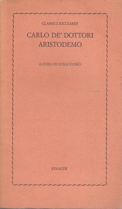 Aristodemo - De Carlo - copertina