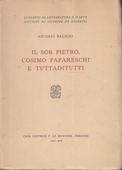 Il sor Pietro Cosimo Papareschi e Tuttaditutti - copertina