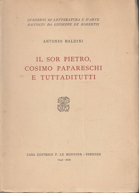 Il sor Pietro Cosimo Papareschi e Tuttaditutti - copertina