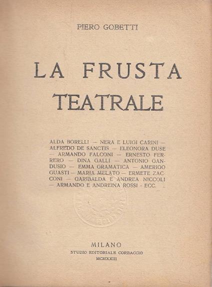 La frusta teatrale - Piero Gobetti - copertina