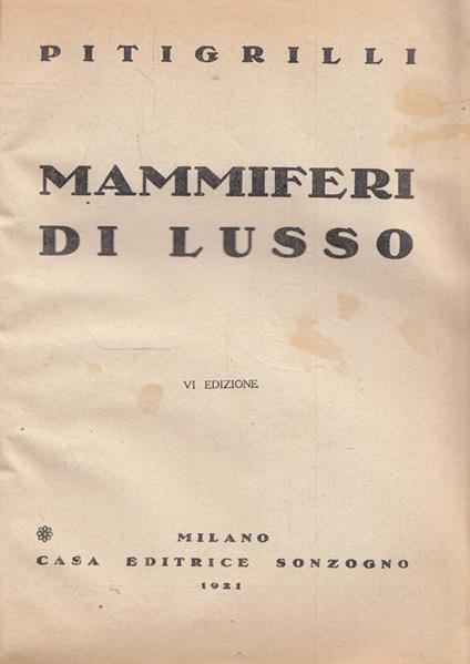 Mammiferi di lusso - copertina